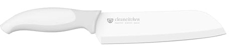 GRÄWE Santokumesser 18 cm CleanCitchen – weißes Gemüsemesser aus Edelstahl, beschichtet, spülmaschinengeeignet, ergonomischer Silikongriff, großes Küchenmesser