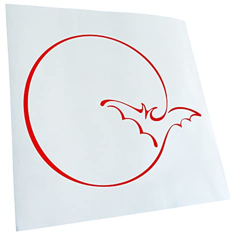 Kiwistar - Autoaufkleber - rot - 60 x 51 cm - Mond mit Fledermaus - Heckscheibenaufkleber Auto Aufkleber wetterfest für Kfz LKW Mofa Truck - Sticker außen selbstklebend Tuning Zubehör für Fenster