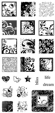 Inkadinkado Inchies Clear Stamps, Flourishes