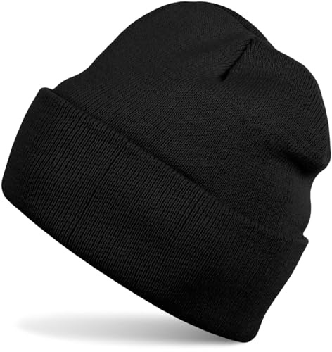 styleBREAKER Unisex mössa i fint nät, dubbelt stickad, varm hatt för vintern 04024029, svart, One size