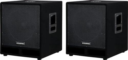 McGrey PAS-115 Passiv-Subwoofer 2X Set - 15 Woofer - Belastbarkeit: 300 Watt (RMS) - Impedanz: 4 Ohm - Frequenzgang: 45 Hz - 1,5 kHz - Anschlüsse im Klinken- und SPK-Format - Robustes Holzgehäuse