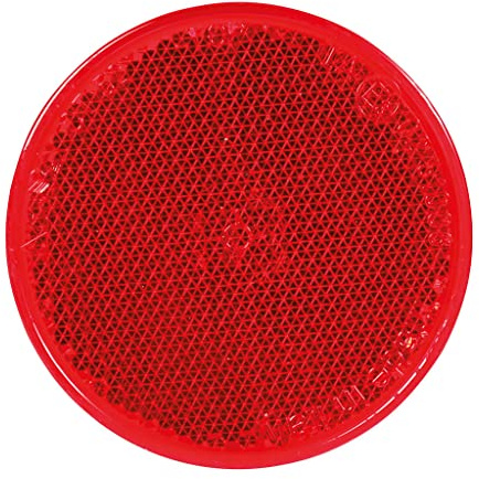 OROK - Catadioptre Rond adhésif/Réflecteur Rond, cataphote - Coloris : Rouge - Diamètre : 60mm - Forme : Ronde - 1 pièce - Accessoires universels pour remorque