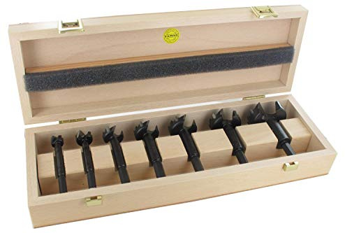 FAMAG Bormax Hartmetall-Forstnerbohrersatz D=15,20,25,30,35,40,50mm Zentrierspitze, HM-Hauptschneide und HM-bestückter, gezahnter Umfangschneide in Wellenformim Holzkasten