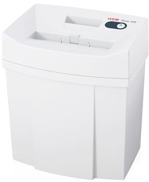 HSM Pure 120 Aktenvernichter I Partikelschnitt 4x25 mm I 6 Blatt | Sicherheitsstufe P-4 I Office Schredder für Papier, Kreditkarten, Heft- / Büroklammern I 20l Auffangbehälter I 5 J. Garantie