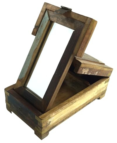 Spiegelschatulle Schmink Spiegel mit verstellbarem Design, elegant, antik 2 | Praktische Aufbewahrungslösung, viele Fächer, ideal für Kosmetik, vielseitig einsetzbar