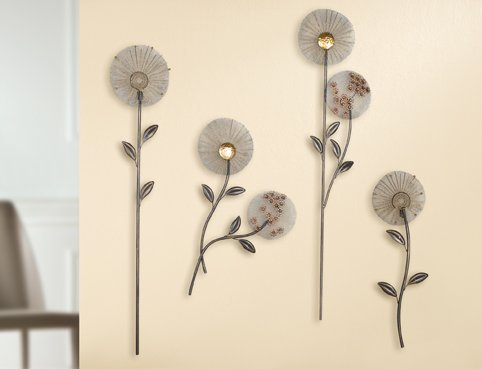 Gilde Metall Wandrelief Blume 69471