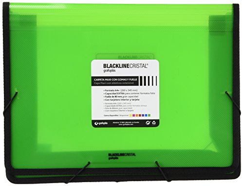 Grafoplas - Carpeta de Fuelle Maxi, A4 +, Color Verde, Blackline Cristal