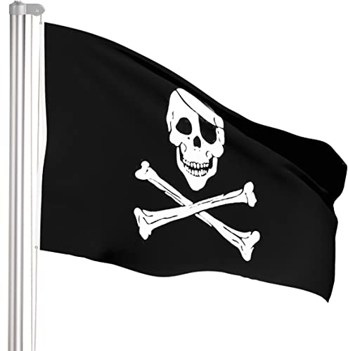 BRUBAKER Aluminium Fahnenmast Flaggenmast 4 m inklusive Deutschland Flagge + Piraten Flagge 150 x 90 cm und Bodenhülse