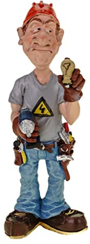 Vogler Funny Job Elektriker Figur Hobby Arbeit Standfigur Karikatur 18,0 x 7,0 cm Dekofigur Beruf Strom Elektrizität