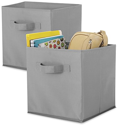 Whitmor Lot de 2 Cubes Pliables, Gris, Carton/PPNW