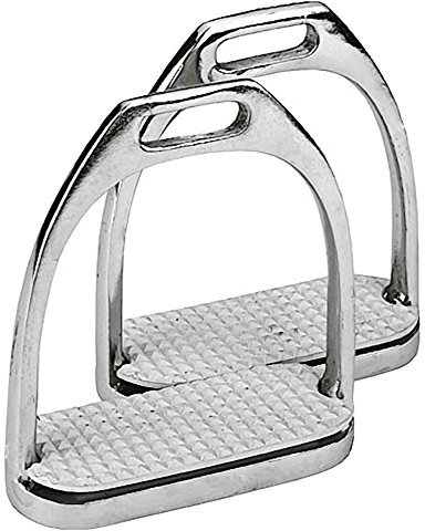 Kerbl 1 Paar Steigbügel aus Edelstahl 12 cm Tritt offene Sohle mit Gummieinlage