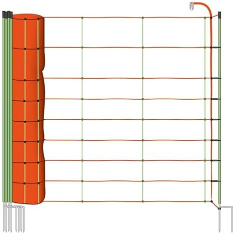 VOSS.farming 50m Schafnetz, Euro Kombinetz, 90cm, 2 Spitzen Weidenetz Weidezaun Zaun für Schafe Schafzaun