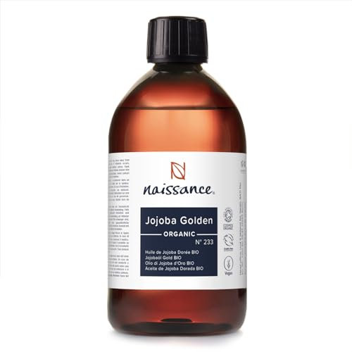 Naissance Jojobaöl Gold BIO (Nr. 233) - 450ml - Kaltgepresst Gesichtsöl für Haare, Wimpern Haut, Körperöl für Massage und Kosmetik