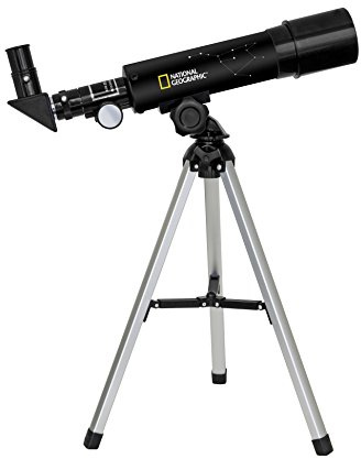 National Geographic 50/360 teleskop med bordsstativ av aluminium, 60x förstoring och cenitspegel för land- och planetobservation, svart