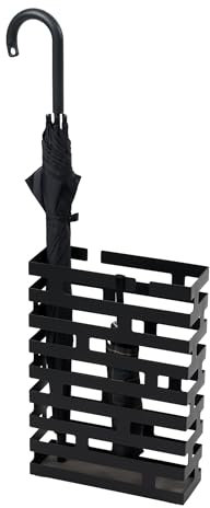 Yamazaki 2361 BRICK Rechteckiger Schirmständer, Schwarz, Stahl, Minimalistisch, 30 x 10 x 43 cm