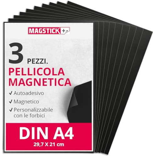 Magstick 3er Set Magnefolie DIN A4 selbstklebend zuschneidbar - mag008 | für Foto Motiv Stanzen Kühlschrank-Magnet Lehrer-in, selbstklebend, roh-braun, Größe DIN A4 210 x 297 mm, Stärke 0,85 mm