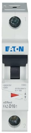 Eaton MCB Leitungsschutzschalter Typ D, 1-polig 16A 240V, Abschaltvermögen 10 kA xEffect DIN-Schienen-Montage