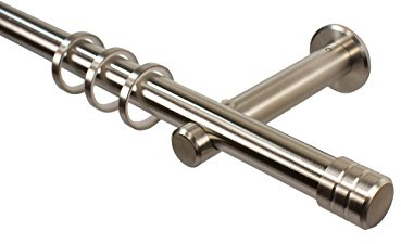 iso-design Edelstahl Gardinenstangen 20 mm mit Endstück Rillenkappe, 160 cm