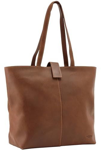 Gusti Leder Shopper Damen |Schultertasche echtes Leder für Büro und Alltag | Uni Tasche für Laptop 15 Zoll | Alexandra Braun 17 L