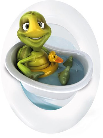 Wandkings Schildkröte in Badewanne mit Rettungsring, WC Deckel Aufkleber Sticker, 30 x 40 cm