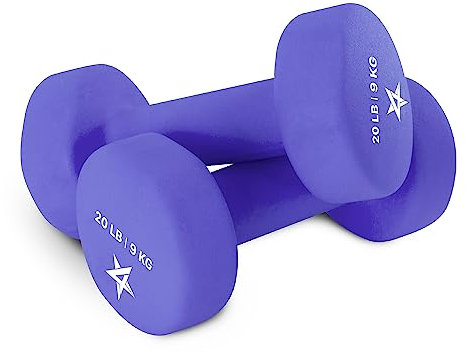 Yes4All Anti-Rutsch Hexagon Neopren Kurzhanteln - 20lbs Neopren Kurzhantel Set für Muskelaufbau, Kraftaufbau, Gewichtsverlust (Medium Dark Blue - Paar)