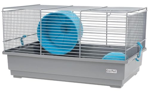 GarPet Hamsterkäfig Nagerkäfig Mäusekäfig mit Haus Laufrad Käfig Farbwahl (grau)