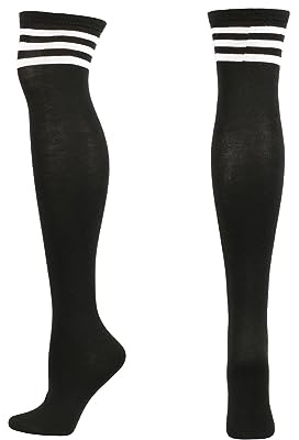 HugeStore Bas pour femme Au-dessus du genou noir/blanc