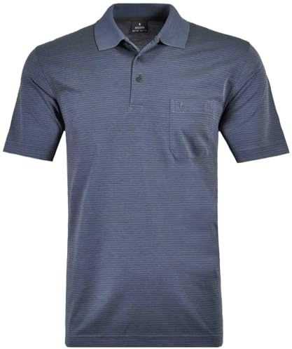RAGMAN Herren Softknit-Polo mit Zip, fein gestreift