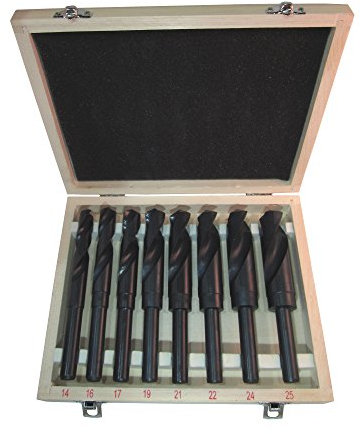 Weischer® - HSS Schaftbohrer Set Ø 14-25 mm | 8-tlg. Spiralbohrer Metallbohrer | Bohrer Metall Stahl | stabiles & bruchfestes Set