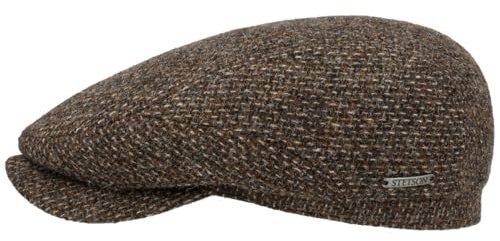 Stetson Belfast Tweed Flatcap - Schiebermütze Herren - Schirmmütze aus Wolle - Wintercap mit Baumwollinnenfutter - Wollcap Herbst/Winter - Herrenkappe braun 57 cm
