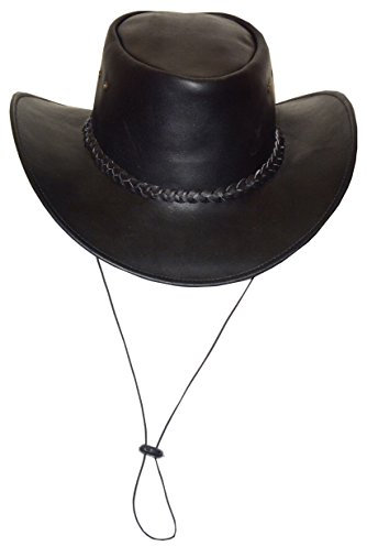 Black Jungle Broome - Cowboyhut aus Rindsleder mit Kinnriemen (XL, Schwarz)