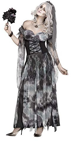 Horror-Shop Friedhofs Gothic Hochzeitskleid Halloweenkostüm Brautkleid mit Schleier S/M