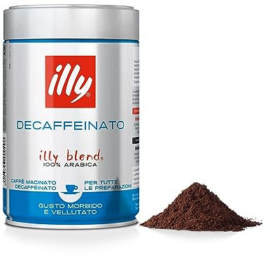 illy Coffee - Decaf Ground Coffee - Medium Roast - 100% Arabica Decaffeinated Coffee - Perfect Grind for Espresso Makers - 250g Tin