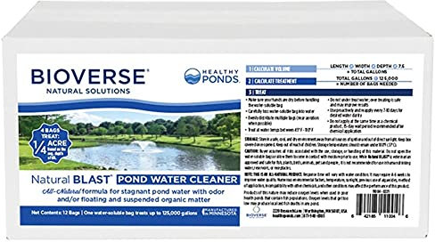 Healthy Ponds Natural Blast Pond Water Cleaner, 12 Water Soluble Packets; Each Packet Treats up to 125,000 Gallons for 7-10 Days