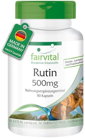 fairvital Rutin 500mg, 90 Kapseln, HOCHDOSIERT, aus japanischem Schnurbaum (Sophora japonica), VEGAN, für 3 Monate