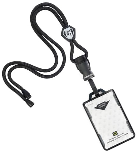 Specialist ID Heavy Lanyard and Identity Stronghold 2-Card RFID Blocking Badge Holder (Black) by Specialist ID