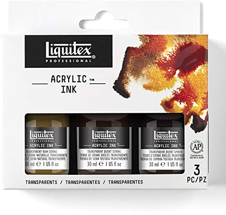 Liquitex Professional Acrylic Ink, 1-oz (30ml), Transparent Set, Set of 3