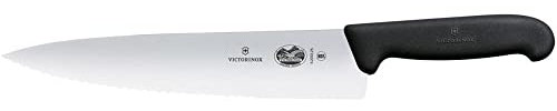 Victorinox, coltello da cucina per sfilettare con lama seghettata Fibrox, lunghezza: 25 cm, in acciaio inox, nero