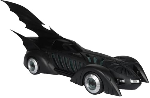 McFarlane Toys DC Multiverse Batmobile (Batman Forever), Fahrzeug mit goldfarbenem Etikett, das im Dunkeln leuchtet