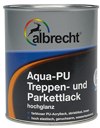 Albrecht Aqua-PU Treppen- und Parkettlack hochglanz 750 ml, Farblos, 3400606250000000750