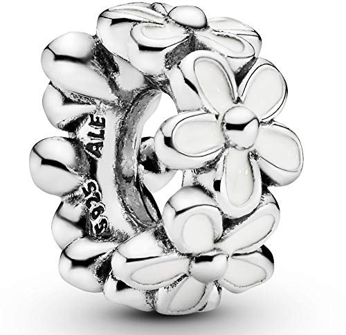 Pandora Charm espaceur Marguerite en argent avec émail blanc