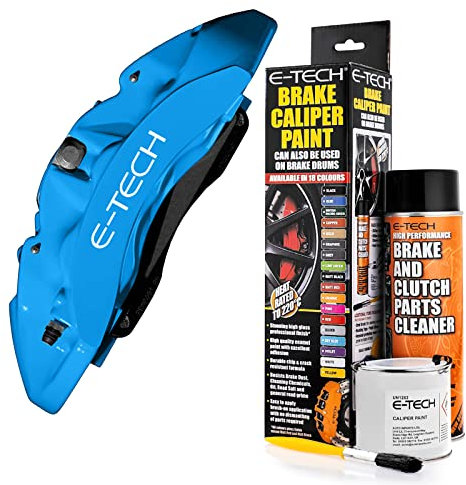 E-TECH Gloss Sky Blue Brake Caliper/Drum Paint Complete Kit Inc Paint/Cleaner & Brush