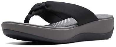 Clarks womens Arla Glison Flip Flop, Black Fabric, 9 US