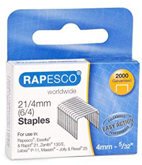 Rapesco 1367 Typ 21/4 mm Galvaniserade Häftklamrar, förpackning med 2000