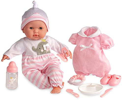 JC TOYS – Berenguer Boutique Bambola neonato naturale, 38 cm, corpo morbido, con accessori Il vestito può cambiare