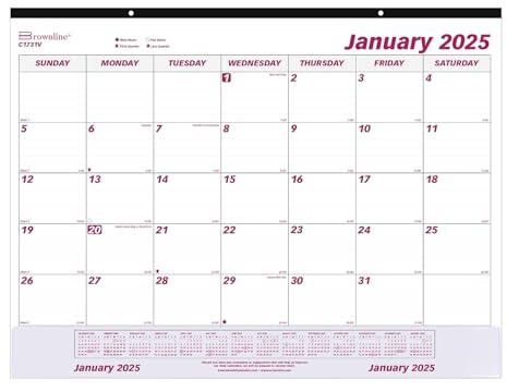 Brownline® 2025 Monthly Desk Pad Calendar with Transparent Vinyl Strip, 12 Months, January to December, 22 x 17 (C1731V-25)