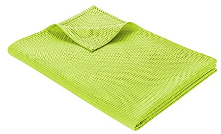 WOHNWOHL® Manta Ligera de algodón en Relieve (220 x 240 cm) • Manta de Verano • 100% algodón • Manta de sofá • Manta de fácil Cuidado • Colcha • Color: Verde