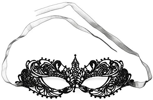 Oblique-Unique Venezianische Maske für Damen Schwarz - Elegante Spitzenmaske für Maskenball Halloween Karneval Kostümball - Geheimnisvolle Augenmaske Ballmaske Gesicht Maske Einheitsgröße - Model 7.