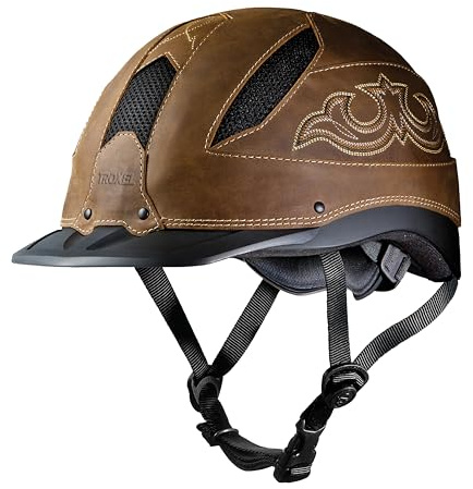 Troxel Cheyenne Rugged Horse Riding Helmet, Low-Profile, Self-Adjustable Design, Safety Horseback Riding Gear, Medium (7 - 7-1/4), Brown