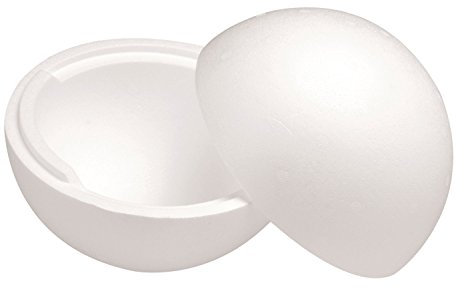 Glorex 6 3803 840 - Styroporkugel teilbar, Halbschalen, weiß, Durchmesser ca. 20 cm, zum vielseitigen Basteln und Dekorieren